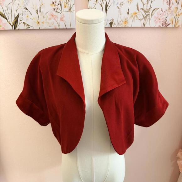 Vintage Red Satin Dress with Matching Cropped Jacket | Formal Set | Size 16 - Picture 6 of 6